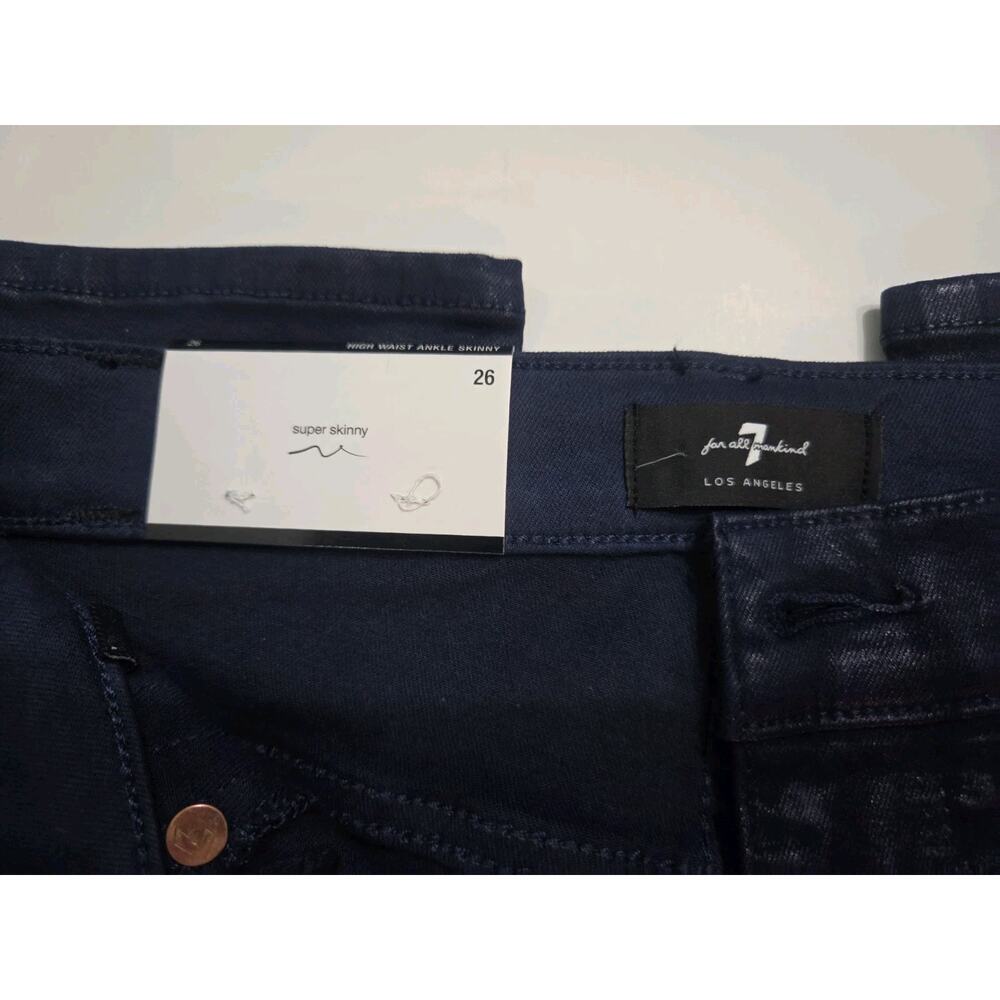 NWT 7 For All Mankind HighRise Ankle Skinny Coated Jeans Women 26 Royal Purple - Picture 4 of 12